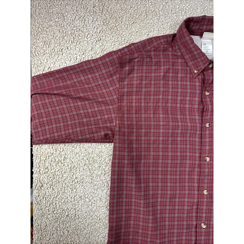 The North Face Red Plaid Shirt Mesh Lined Fishing Hiking Outdoors Button Down L